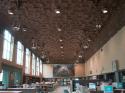 A cool wooden ceiling in one of the Berkeley libraries.