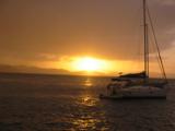 A fabulous sunset at Manchioneel Bay. Two Moorings monohulls.