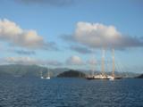 Beautiful three-master anchored near us in The Bight. Beyond, Pelican Rock and the Indians.