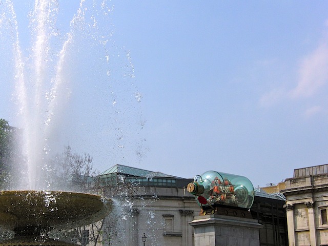 Fountain and bottled ship