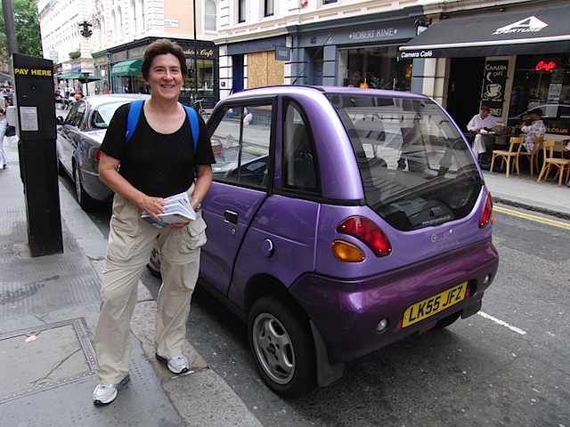 Kathy and electric car