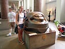 Emily and huge scarab at British Museum