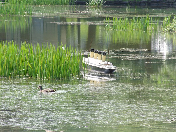 Titanic in the garden pond