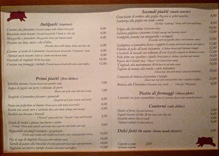 La Maremma menu