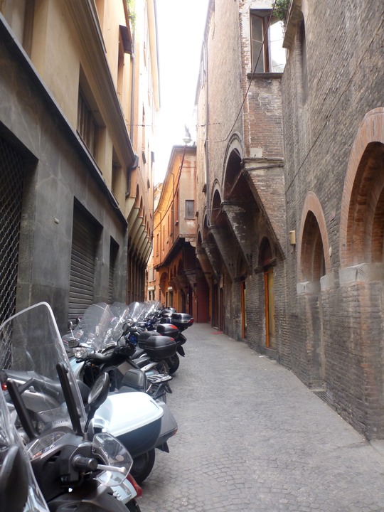 Bologna street with scooters