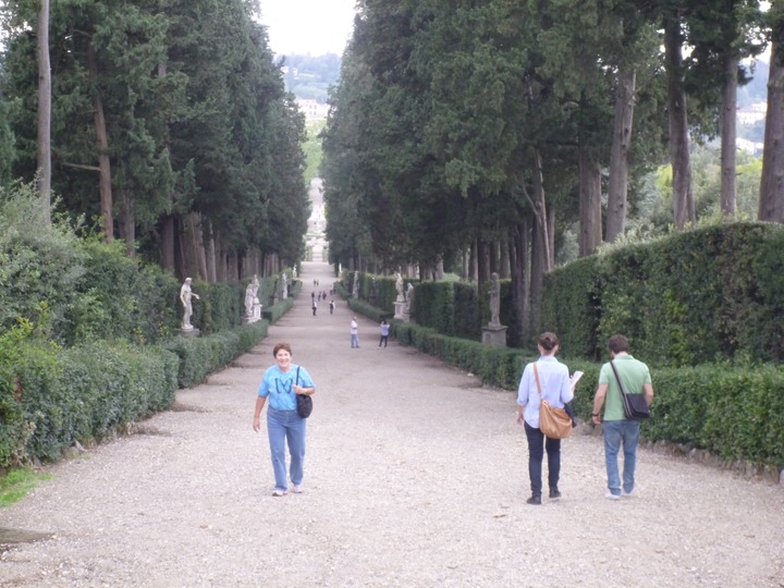 Kathy in the Cypress Alley at Boboli