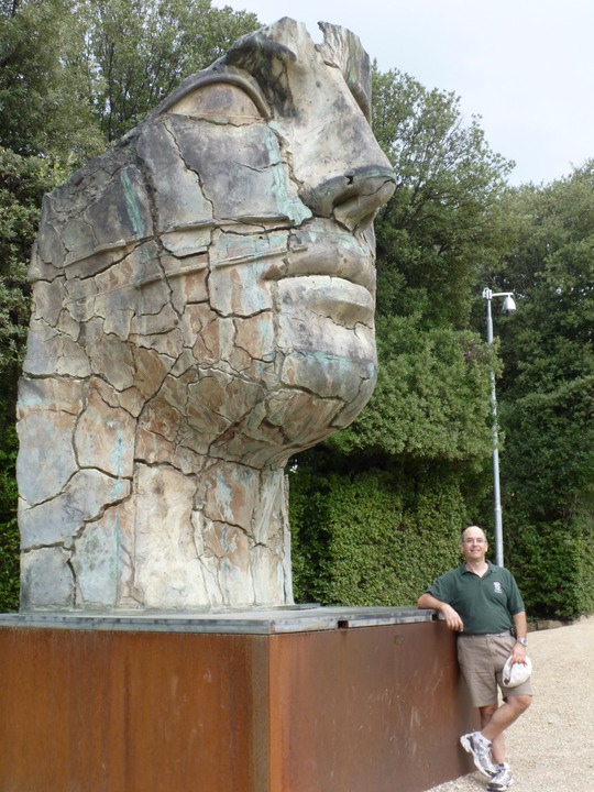 Ben with face at Boboli Gardens