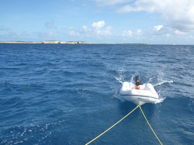 Isobard Dinghy with Prickly Pear astern