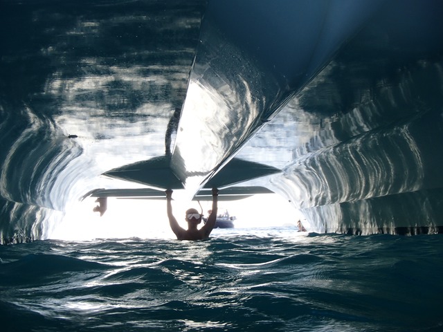 Ross under the boat