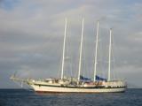 Windjammer four-master. Note the third and fourth masts are smoke stacks for the diesel engine!