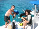 Pete and Jessica off for a snorkel. This time, the area right around our mooring in The Bight was the best snorkeling ground of the trip!