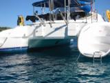 Wet suits hanging out to dry. We had 2 swim platforms, but only one surviving swim ladder.