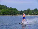 Mike skis in front of Taughannock Park