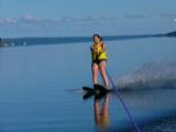 Kathy on a flat lake